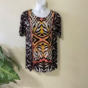 Style & Co pull over Top Women’s plus size 1X Tribal Short Sleeve Scoop Neck